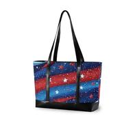 KLL Independence 4th Sac à main imperméable pour ordinateur portable avec fermeture éclair Motif étoiles rouges et bleues Grand sac à main pour homme avec couches maletines para mujer