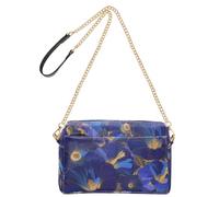 KLL Indigo Morning Glory - Petit sac à bandoulière tendance pour femme en cuir végétalien avec motif fleurs abstraites