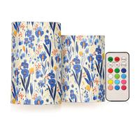 KLL Iris bleu fond blanc moderne scandinave décoratif bougies de Noël scintillantes lumières électroniques télécommande avec LED pour chambre à coucher extérieure fonctionne à piles