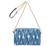 KLL Lightning Bolts Sac à bandoulière tendance pour femme en cuir végétalien bleu et blanc Sac à main étanche avec bandoulière