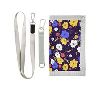 KLL Lilly Flower Portefeuille fin à trois volets pour homme et femme Motif étoiles Bleu/jaune