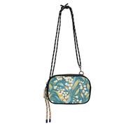 KLL Lily Of The Valley Sac à bandoulière noir avec sangle réglable et fond turquoise pour femme