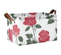 KLL Lot de 2 paniers de rangement décoratifs en tissu avec poignées, motif silhouette rose rouge