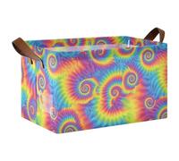 KLL Lot de 2 paniers de rangement en tissu avec poignées et motif explosion de couleurs vives pour étagères, grands organiseurs décoratifs pour organiser les vêtements, les jouets, les crèches
