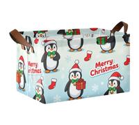 KLL Lot de 2 paniers de rangement robustes avec poignées pour chambre à coucher, salon, organisation de la maison Motif pingouin mignon