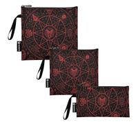 KLL Lot de 3 sacs à goûter et à sandwich réutilisables pour le travail, le pique-nique ou les voyages Rouge Noir Halloween Tarot Astrologie