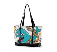 KLL Mallette professionnelle Baleines de dessin animé bizarre pour femme avec sac fourre-tout à fermeture éclair pour le travail pour le vol avec bolsos à couches para mujeres