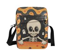 KLL Mignon Chibi Human Skeleton1 Sac messager pour homme en cuir végétalien Petit sac à bandoulière pour femme Sac à main décontracté pour voyage