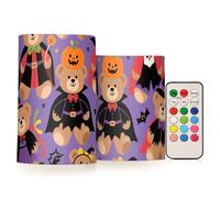 KLL Mignon ours marron citrouille pour Halloween bougies décoratives en verre imitation verre avec télécommande électronique mystique avec minuteries pour camping funéraires votive à piles