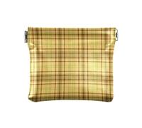 KLL Mini porte-monnaie en cuir imperméable pour femme, motif écossais doré, beurre, Buffalo Plaid Gold Butter, 4.33"(L) x 3.74"(W) x 0.39"(H), Imprimé