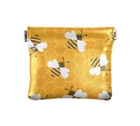 KLL Mini portefeuille fantaisie en cuir synthétique pour femme et petite amie, jolie abeille jaune, 11 cm (L) x 9,5 cm (l) x 1 cm (H), imprimé, Cute Bee Happy Yellow, 4.33"(L) x 3.74"(W) x 0.39"(H),