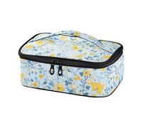KLL Multi-Small Flowers Butterflies Yellow and Light Blue Designed Women Lunch Bags Waterproof Womens Lunch Box with Handle maletas para el almuerzo