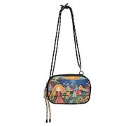 KLL Naive Art Peinture Happy Elegant Woman Flower Sac à bandoulière antivol pour femme Mode avec sangle réglable