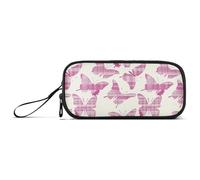 KLL Oliver Jeffers Grande trousse à crayons en nylon avec fermeture éclair et compartiments Motif papillon Rose/beige/magenta