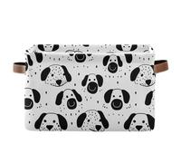 KLL Oliver Jeffers Panier de rangement pliable et étanche avec poignée robuste Motif visage de chien Noir sur blanc