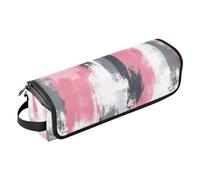 KLL Organiseur 2 en 1 pour outils capillaires avec tapis de fer, étui de transport double couche pour fer à lisser, fer à friser, sèche-cheveux, rose gris abstrait