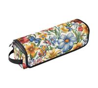 KLL Organiseur 2 en 1 pour outils capillaires avec tapis de fer, étui de transport double couche pour fers plats, lisseurs, fers à friser, fleurs d'automne, fleurs de lys, papillons, abeilles, blanc