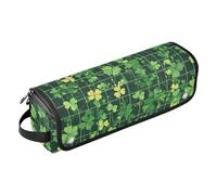 KLL Organiseur 2 en 1 pour outils capillaires avec tapis résistant à la chaleur étanche pour fer à friser - Étui de voyage pour fer à friser plat et accessoires de soins capillaires, vert trèfle Happy