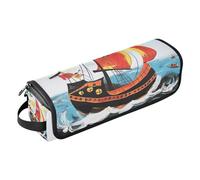 KLL Organiseur 2 en 1 pour outils de cheveux avec coussinet résistant à la chaleur, étui de transport pour fer à friser plat, fer à lisser, fer à friser, bateau pirate rouge