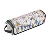 KLL Organiseur d'outils 2 en 1 avec tapis de fer portable pour fers plats, lisseurs, fers à friser, un groupe joue de la musique patriotique sur une place publique