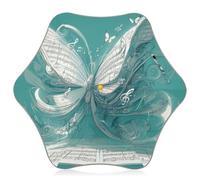 KLL Parapluie argenté illusoire abstrait papillon notes de musique bleu sarcelle pour tout-petits garçons et filles de 3 à 8 ans pour protection solaire voyage avec bande réfléchissante (scénario