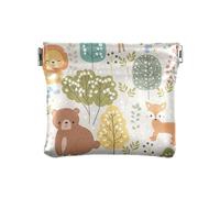 KLL Petit étui à cartes fantaisie en cuir synthétique pour femme, petite amie, animaux, ours, renard, lion, 11 cm (L) x 9,5 cm (l) x 1 cm (H), imprimé, Animaux Ours Renard Lion, 4.33"(L) x 3.74"(W) x