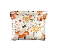 KLL Petit porte-monnaie en cuir synthétique mignon pour homme et femme, voyage, renard animal, renard d'automne, 11 cm (L) x 9,5 cm (l) x 1 cm (H), imprimé, Renard animal d'automne, 4.33"(L) x