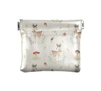KLL Petit porte-monnaie fantaisie en cuir pour mères, sœurs, renards, cerfs, animaux joyeux Noël, renards, cerfs, 11 cm (L) x 9,5 cm (l) x 1 cm (H) - Imprimé, Renard cerf animal Merry Christmas,
