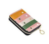 KLL Petit portefeuille en cuir à rayures colorées et d'origine pour femme avec 2 emplacements pour espèces bloquant RFID porte-cartes de crédit avec fermeture éclair