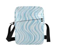 KLL Petit sac à bandoulière abstrait bleu vague d'eau pour femme, sac à bandoulière en cuir végétalien, sac à main décontracté