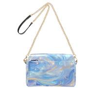 KLL Petit sac à bandoulière bleu vague abstrait tendance pour femme en cuir végétalien, sac à main décontracté, sac à bandoulière imperméable