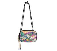 KLL Petit sac à bandoulière coloré avec cactus et fleurs en fleurs pour femme avec fentes pour cartes de crédit Mini sac à bandoulière Walk the dog