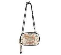 KLL Petit sac à bandoulière en nylon avec motif squelette de lecture avec fleurs et papillons pour femme avec emplacements pour cartes de crédit