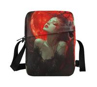 KLL Petit sac à bandoulière gothique Queen Blood Moon pour femme en cuir végétalien