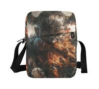 KLL Petit sac à bandoulière marron farouche Viking Warrior pour femme en cuir végétalien