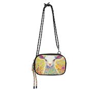 KLL Petit sac à main à bandoulière en forme d'agneau coloré de Pâques pour homme avec fentes pour cartes de crédit Noir