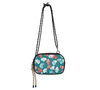 KLL Petit sac à main à bandoulière noir avec feuille de gingko vert origami pour homme pratique avec sangle réglable Petit sac à main noir Take a walk