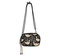 KLL Petit sac à main à bandoulière pour femme avec sangle réglable - Motif feuilles vertes - Blanc canard