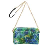 KLL Petits sacs à bandoulière en cuir végétalien avec fleurs mystérieuses bleu-vert pour femmes, sac à main étanche pour femme