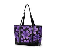 KLL Petits sacs de bureau portables avec fermeture éclair - Motif fleurs violettes - Noir - Style minimaliste - Pour le travail avec un bolso pour ordinateur portable
