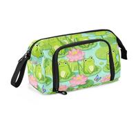 KLL Pochette à crayons grande capacité Vert Grenouille Lily Pad Water Lily | Trousse à crayons, portable, pour le bureau des adolescents et des garçons