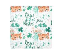 KLL Pochettes cosmétiques autocollantes pour la Saint-Patrick - Motif chat - Pour le voyage, Chat beauté de la Saint-Patrick, 17.7x17.7in