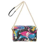KLL Pop Art Waves Sac à bandoulière tendance pour femme en cuir végétalien Croos Sac à main imperméable
