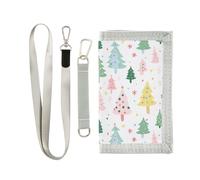 KLL Porte-cartes à trois volets colorés pastel avec motif d'arbres mignons pour hommes, cadeaux pour jeunes, portefeuilles légers uniques pour hommes, pince à billets avec cordon