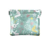 KLL Porte-monnaie en cuir pour femme - Porte-monnaie unique pour homme et femme - Pour voyage, animaux, renard, cerf, plantes, vert, 11 cm (L) x 9,5 cm (l) x 1 cm (H), imprimé, Animaux Renard Cerf