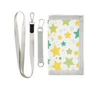 KLL Portefeuille à trois volets avec étoiles vertes et jaunes pour homme, cadeau pour jeune portefeuille robuste avec pince à billets avec cordon