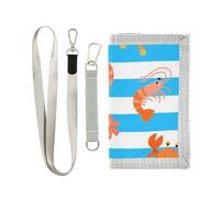 KLL Portefeuille à trois volets pour femme avec cordon Motif animaux marins Bleu/blanc rayé