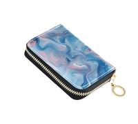 KLL Powder Blue Dreams Portefeuille en cuir pour femme avec 2 emplacements pour espèces bloquant RFID pour cartes et cartes d'identité avec fermeture éclair