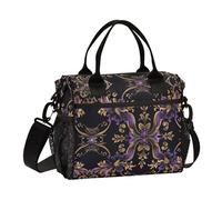 KLL Purle Golden Vitage Sac à déjeuner vertical avec bandoulière pour adolescentes et filles pour voyage Bolsa para lonchera