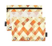 KLL Rhomboid Trousse à crayons neutre orange pour classeur à anneaux, rangement avec 3 trous pour examen, fournitures de papeterie